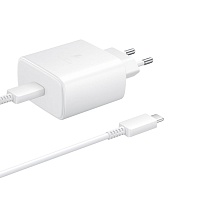 Сетевое зарядное устройство Samsung 45W PD Wall Charger + Cable USB-C to USB-C White (EP-TA845XWEGRU) Сетевое зарядное устройство Samsung 45W PD Wall Charger + Cable USB-C to USB-C White (EP-TA845XWEGRU)