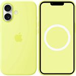 Чохол Silicone Case with Button, Animation & MagSafe для Apple iPhone 17 Neon Yellow AAA