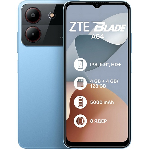 Смартфон ZTE Blade A54 4/128GB Blue - придбати в Дніпрі, Україні: ціна, характеристики | інтернет-магазин TOUCH