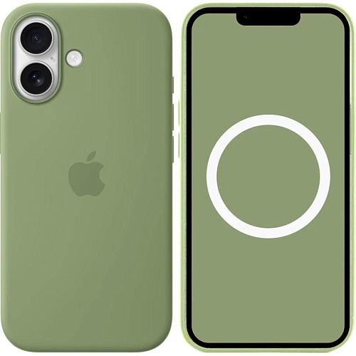 Чехол Silicone Case with Button, Animation & MagSafe для Apple iPhone 17 Light Moss AAA