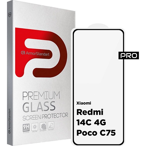 Защитное стекло ArmorStandart Pro Full Glass для Redmi 14C 4G/ Redmi A4/ Poco C75 Black (ARM79332)