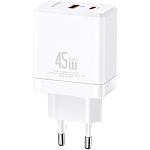 Мережевий зарядний пристрій Usams T58 US-CC178 GaN 45W White (CC178TC02)