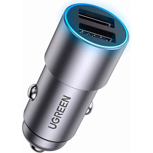 Автомобильное зарядное устройство Ugreen CD130 Dual USB Car Charger 24W 2.4A Gray (50592)