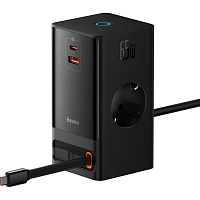 Сетевое зарядное устройство Baseus PowerCombo Digital PowerStrip 2AC+1U+1C+Retractable-C 65W Black (PSLR000301) EU