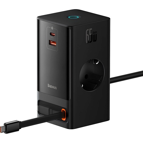 Мережевий зарядний пристрій Baseus PowerCombo Digital PowerStrip 2AC+1U+1C+Retractable-C 65W Black (PSLR000301) EU - придбати в Дніпрі, Україні: ціна, характеристики | інтернет-магазин TOUCH Мережевий зарядний пристрій Baseus PowerCombo Digital PowerStrip 2AC+1U+1C+Retractable-C 65W Black (PSLR000301) EU - придбати в Дніпрі, Україні: ціна, характеристики | інтернет-магазин TOUCH