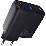 Сетевое зарядное устройство Proove Silicone Power 45W USB-C/USB-A Black (WCSP45110001)