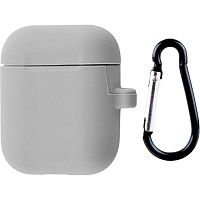 Чехол Silicone Case + Carabine для Apple AirPods Gray