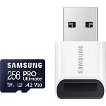 Карта памяти Samsung microSDXC PRO Ultimate 256GB Class 10 UHS-I U3 V30 A2 + USB Reader (MB-MY256SB/WW)