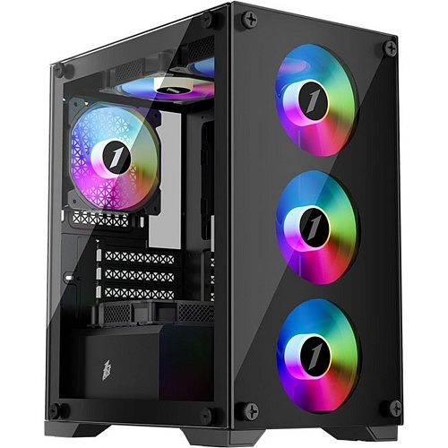 Корпус 1stPlayer X2-M-BK-4F1 Black 