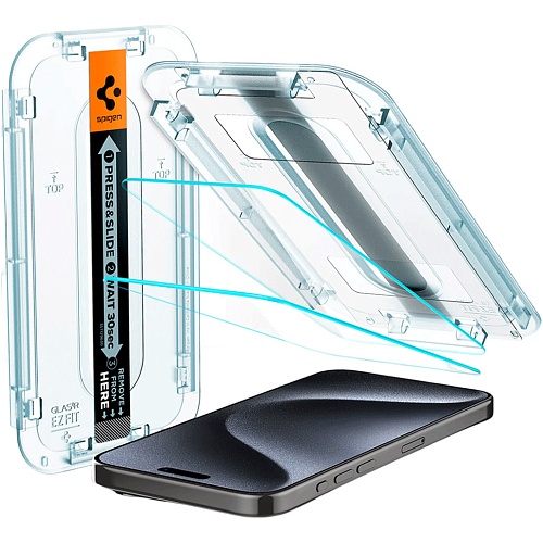 Защитное стекло Spigen EZ Fit Glas.tR для Apple iPhone 15 Pro Crystal Clear (AGL06892) 2-Pack