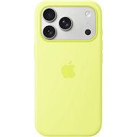 Чехол Silicone Case with Button, Animation & MagSafe для Apple iPhone 17 Pro Neon Yellow AAA
