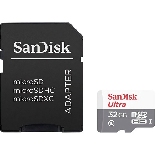 Карта пам'яті SanDisk microSDHC 32GB UHS-I Ultra A1 + SD Adapter (SDSQUNR-032G-GN3MA) - придбати в Дніпрі, Україні: ціна, характеристики | інтернет-магазин TOUCH