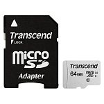 Карта памяти Transcend microSDXC 300S 64 GB UHS-I + SD Adapter (TS64GUSD300S-A)