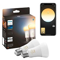 Умная лампочка Philips Hue E27 White Ambiance 1100лм 75Вт 8W ZigBee, Bluetooth, Apple HomeKit 2 шт(929002468404) Умная лампочка Philips Hue E27 White Ambiance 1100лм 75Вт 8W ZigBee, Bluetooth, Apple HomeKit 2 шт(929002468404)