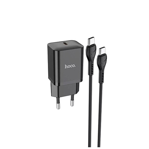 Сетевое зарядное устройство Hoco N27 Innovative 20W USB-C + Cable USB-C to USB-C Black