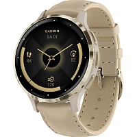 Смарт-часы Garmin Venu 3S Soft Gold Stainless Steel Bezel with French Gray Case and Leather Band (010-02785-55)