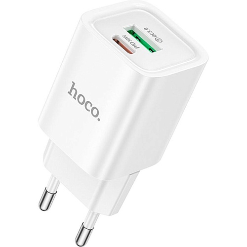 Сетевое зарядное устройство Hoco C149A PD30W+QC3.0 USB-C/USB-A White 