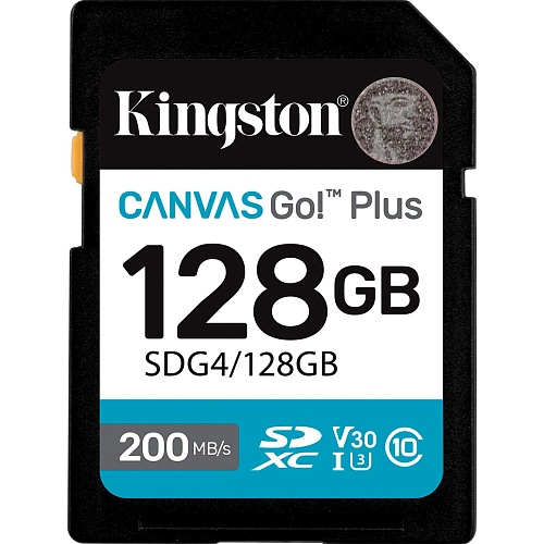 Карта памяти Kingston SDXC Canvas Go! Plus 128GB Class 10 UHS-I U3 V30 (SDG4/128GB)