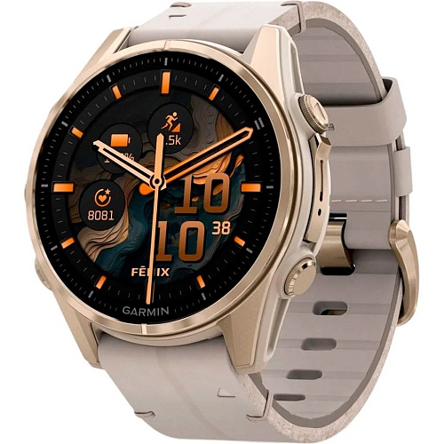 Смарт-часы Garmin Fenix 8 AMOLED Sapphire 43mm Soft Gold with Limestone Leather Band (010-02903-40)