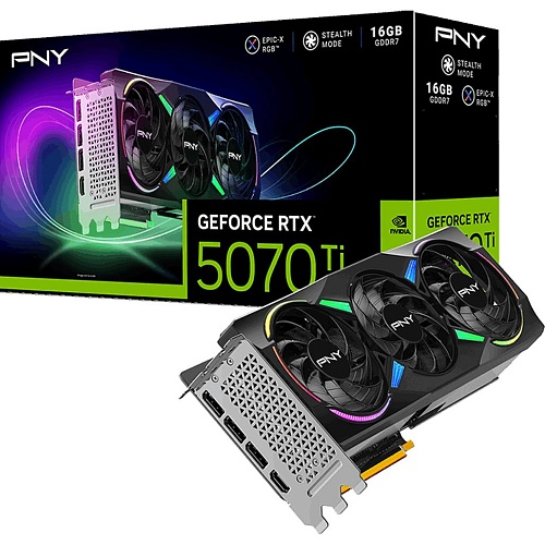 Видеокарта PNY GeForce RTX 5070 Ti ARGB EPIC-X RGB OC 16GB (VCG5070T16TFXXPB1-O) EU 