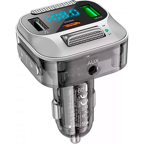 FM-трансмітер Hoco FM Launcher E75 Bravery PD30W+QC3.0 Black - придбати в Дніпрі, Україні: ціна, характеристики | інтернет-магазин TOUCH