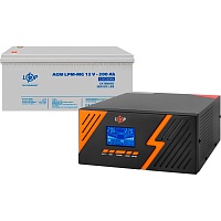 Источник бесперебойного питания (ИБП) LogicPower LPM-PSW-1500VA 12V + АКБ LPM-MG 12V - 200 Ah (29716)
