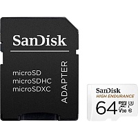Карта пам'яті SanDisk microSDXC High Endurance 64GB UHS-I U3 V30 Class 10 + SD-adapter (SDSQQNR-064G-GN6IA) - придбати в Дніпрі, Україні: ціна, характеристики | інтернет-магазин TOUCH