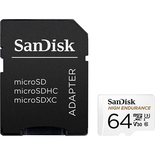Карта пам'яті SanDisk microSDXC High Endurance 64GB UHS-I U3 V30 Class 10 + SD-adapter (SDSQQNR-064G-GN6IA) - придбати в Дніпрі, Україні: ціна, характеристики | інтернет-магазин TOUCH
