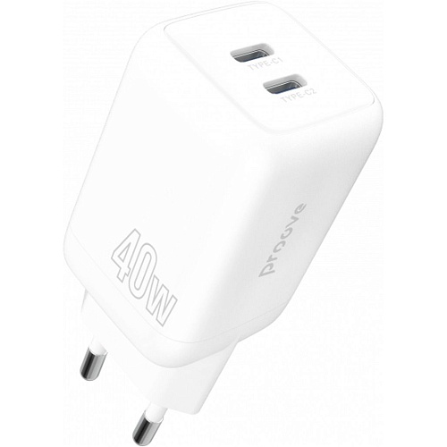 Мережевий зарядний пристрій Proove Silicone Power 40W USB-C/USB-C White (WCSP4020002) - придбати в Дніпрі, Україні: ціна, характеристики | інтернет-магазин TOUCH