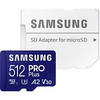 Карта памяти Samsung microSDXC PRO Plus 512GB Class 10 UHS-I U3 V30 A2 + SD Adapter (MB-MD512SA)