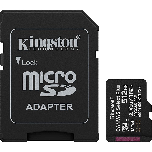 Карта пам'яті Kingston microSDXC Canvas Select Plus 512GB Class 10 UHS-I U3 А1 V30 + SD адаптер (SDCS3/512GB) - придбати в Дніпрі, Україні: ціна, характеристики | інтернет-магазин TOUCH Карта пам'яті Kingston microSDXC Canvas Select Plus 512GB Class 10 UHS-I U3 А1 V30 + SD адаптер (SDCS3/512GB) - придбати в Дніпрі, Україні: ціна, характеристики | інтернет-магазин TOUCH