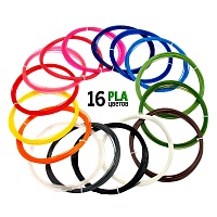 Набор PLA пластика для 3D ручки (16 цветов 160 м)