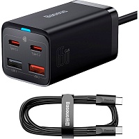 Мережевий зарядний пристрій Baseus GaN3 Pro Desktop Fast Charger 2C+2U 65W + Cable USB-C to USB-C Black (CCGP040101) - придбати в Дніпрі, Україні: ціна, характеристики | інтернет-магазин TOUCH