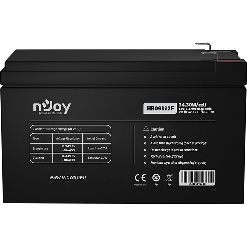 Аккумулятор для ИБП nJoy HR09122F AGM 12V/9Ah (BTVACIUOCTH2FCN01B)