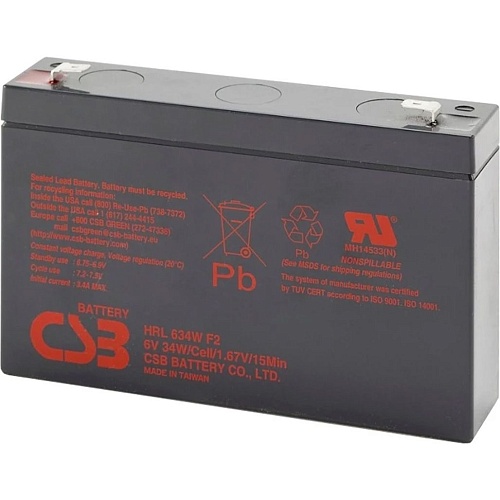 Аккумулятор CSB AGM 6V (6V/8.4Ah/54Wh) (HRL634WF2) Аккумулятор CSB AGM 6V (6V/8.4Ah/54Wh) (HRL634WF2)