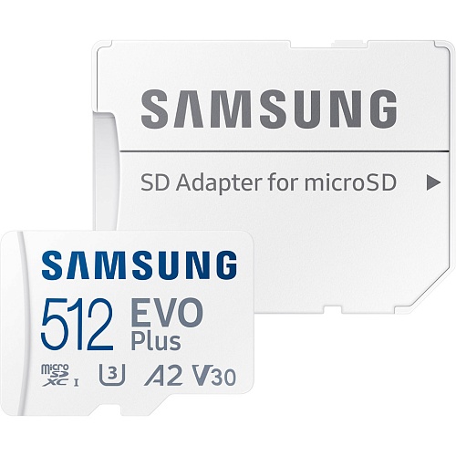 Карта памяти Samsung microSDXC EVO Plus 512GB UHS-I U3 V30 A2 + SD Adapter (MB-MC512KA)