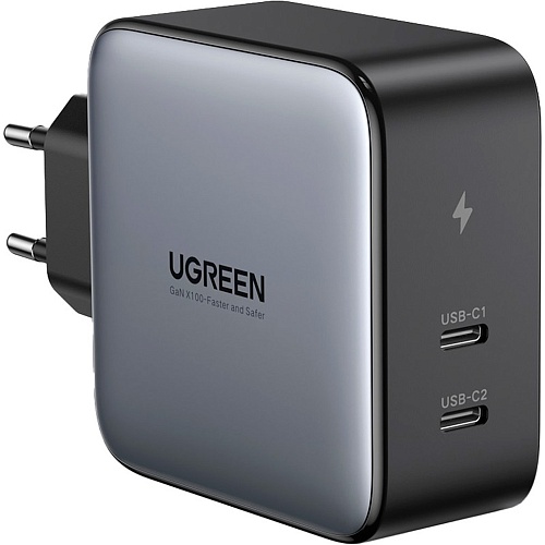 Мережевий зарядний пристрій Ugreen CD254 2xUSB-C 100W GaN Tech Fast Charger Black (50327) - придбати в Дніпрі, Україні: ціна, характеристики | інтернет-магазин TOUCH