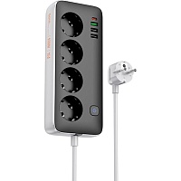 Сетевой фильтр Hoco AC22 Sunlight 4-bit (PD30W/1C3A) EU/GER Black 