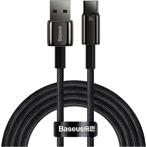 Кабель Baseus Tungsten Gold USB-A to USB-C 2m Black (CAWJ000101)