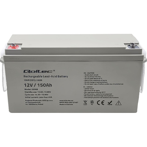 Аккумулятор Qoltec AGM 12V (12V/150Ah/1800Wh) (53068)