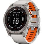 Смарт-годинник Garmin Fenix 7 Pro Sapphire Solar Edition Titanium with Fog Gray/Ember Orange Band (010-02777-20)
