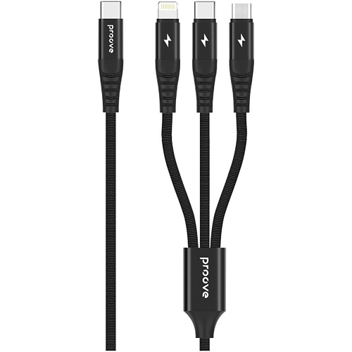 Кабель Proove Hydra 3 in1 Type-C + Micro USB + Lightning 1m Black (CCHY15012101)
