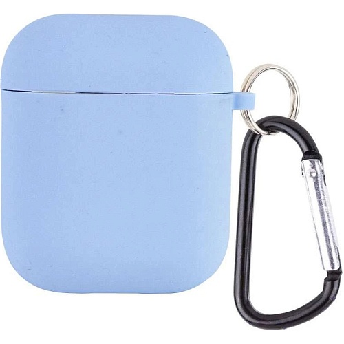 Чехол Silicone Case + Carabine для Apple AirPods Lilac Blue