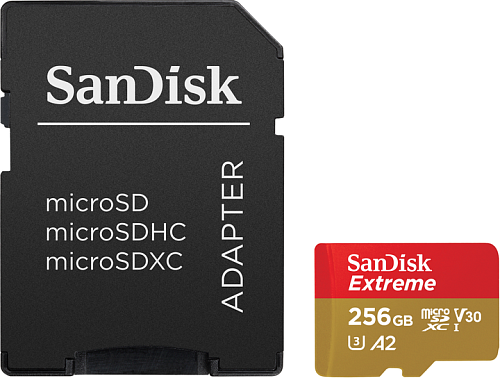 Карта пам'яті SanDisk microSDXC 256GB UHS-I Extreme U3 A2 V30 + SD Adapter (SDSQXAV-256G-GN6MA) - придбати в Дніпрі, Україні: ціна, характеристики | інтернет-магазин TOUCH