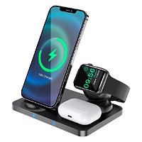 Бездротовий зарядний пристрій Hoco Wisdom 3-in-1 Wireless Fast Charger CW33 (Black) - придбати в Дніпрі, Україні: ціна, характеристики | інтернет-магазин TOUCH