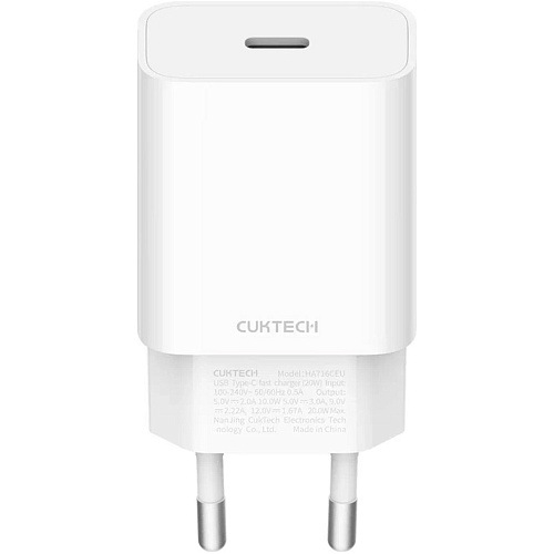 Мережевий зарядний пристрій CUKTECH HA716CEU 20W Type-C White - придбати в Дніпрі, Україні: ціна, характеристики | інтернет-магазин TOUCH
