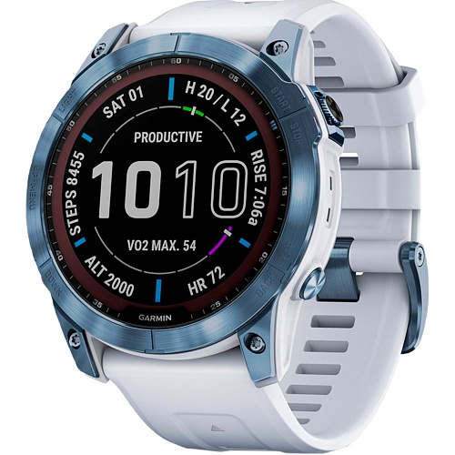 Смарт-годинник Garmin Fenix 7X Sapphire Solar Edition Mineral Blue DLC Titanium with Whitestone Band (010-02541-14/15) - придбати в Дніпрі, Україні: ціна, характеристики | інтернет-магазин TOUCH