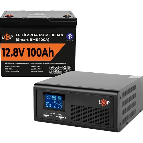 Источник бесперебойного питания (ИБП) LogicPower B1000 + LiFePO4 батарея 12.8V - 100Ah Smart BMS BT (20481)