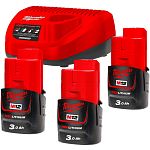 Акумулятори до електроінструменту + зарядний пристрій Milwaukee M12 NRG-303 (4933459207)