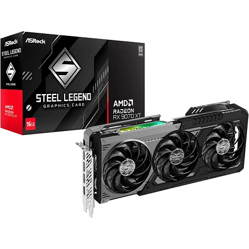 Видеокарта ASRock Radeon RX 9070 XT Steel Legend Dark 16GB (RX9070XT SLD 16G) EU
